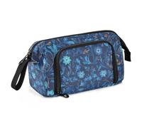 William Morris Style Blue Floral Pattern Pencil Box Large Capacity Zippered Pencil Case Lightweight for Kids Preppy School Supplies
