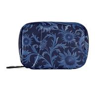 William Morris Style Design Sunflower Dark Blue Medicine Bag with Detachable Compartments Attachable Day Pill Organizer