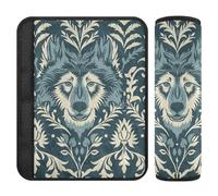 William Morris Style Design Wolf Teal 2 pcs carseat Strap Pads, More Comfort Driving, car Accessories Seatbelt Covers for Van Bag Bag 10x7.7 in forro para cinturon de seguridad