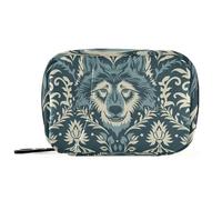 William Morris Style Design Wolf Teal aid Bag with Detachable Compartments Portable Organizer Travel case