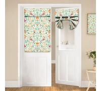 William Morris Style Door Curtains for Windows - Rustic Flower Bird Vintage Floral French Glass Farmhouse Colorful Small Window Tie Up 26 x 40 Inch