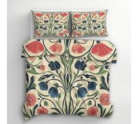 William Morris Style Duvet Cover Single Bedding Sets, Vintage Floral Pattern, Reversible Design Bedroom Decor Bed Quilt Cover with 1 Pillowcase, Microfiber, Zip - SMK5326
