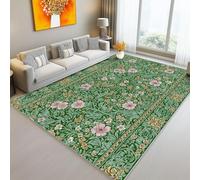 William Morris Style Flowers Curly Grass Area Rug 60 X 90 Cm Machine Washable Rug For Living Room Non Slip Non Shedding Area Rugs Soft Short Pile Carpet For Dining Room Office Dark Green Pink