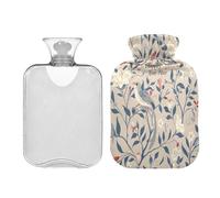 William Morris Style Happily Ever After Taupe hot Bottle Water Bag with Soft Cover 2L hotwater Bag for Tummy Warmer Hand Feet Warmer Bolsa para agua Caliente