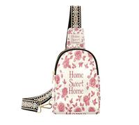 William Morris Style Home Sweet Home Rose Red small fanny packs leather sling bag for men for day pack, William Morris Style Home Sweet Home Rose Red, 1 Size