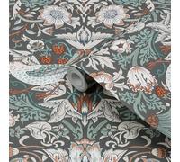 William Morris Summer Charcoal Strawberry Thief Smooth Wallpaper