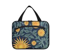 William Morris Sun Flower Dark Blue Yellow hanging travel kit for men with hook, designer chic for women travel bolso de para mujer L, william Morris sun flower dark blue yellow, Modern