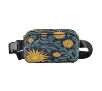William Morris Sun Flower Dark Blue Yellow Stylish Waist Pack Crossbody Bag for Women Men Teens Multipurpose Belt Bag pouching with Adjustable Strap for Travel Running Hiking