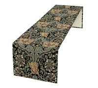 William Morris Table Runner, Boho Rustic Ethnic Flower Original Design Print Table Runner for Home Party Dining Room Kitchen Decor 13x90 Inch