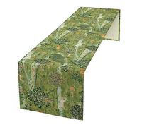 William Morris Table Runner with Original Design, Vintage Floral Pattern, 13 by 108-Inch, Green