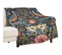 William Morris Throw Blanket, Vintage William Morris Style White Garden Plants Herbs Red Flowers All Seasons Blanket for Bed Sofa, Super Soft Cozy Shaggy Blanket for Trave and Camping 40"x50"