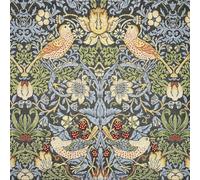 William Morris Upholstery Fabric Strawberry Thief Grey Birds Tapestry Fabric Material (100cm x 140cm)