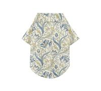 William Morris Vintage Blue tulips Summer Dog Shirt Vest Button Up Lightweight and Breathable Short Sleeve Pet T-Shirt Puppy Clothes Perfect for Everyday Wear, and Photoshoots 5XL