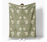 William Morris Vintage Floral Blanket, Rustic Soft Flannel Lightweight Throw for Living Room Sofa Decor, Sage Green/Yellow Botanical Design, Gifts for Women Girls All Seasons 40x50 Inch