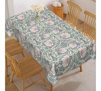 William Morris Vintage Floral Rectangle Tablecloth,Waterproof Stain Resistant Farmhouse Table Cloth,Blue/Pink Elegant Chic Decorative Table Cover for Dining Table,Buffet Parties,Camping,54x71Inch