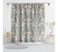 William Morris Vintage Floral Shower Curtain,Botanical Blue/Pink Shower Curtain Sets for Bathroom with 12 Hooks,Elegant Chic Decorative Curtain for Women Girls Waterproof Bathroom Curtain,72 x 72 Inch