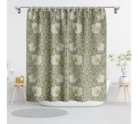 William Morris Vintage Floral Shower Curtain,Sage Green/Yellow Shower Curtain Sets for Bathroom with 12 Hooks,Farmhouse Decorative Curtain for Women Girls Waterproof Bathroom Curtain,72 x 72 Inch