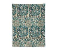 William Morris Vintage Floral Tapestry Wall Hanging,Teal Birds Butterflies Bees Botanical Flower Pattern Modern Wall Art Decor,Retro Floral Home Decoration for Bedroom Living Room Dorm W50 x 60H in