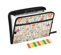 William Morris Vintage Flowers Birds Expanding File Folder, 13 Pockets Zipper Expandable Document Organizer Accordion Filing Folder for A4 Letter Size Paper/A4