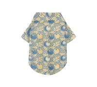 William Morris Vintage fruit Yellow Blue Summer Dog Shirts Collared Polo T-Shirts Button Up Lightweight and Breathable Pet Shirts Puppy Clothes Perfect for Everyday Wear, and Photoshoots 4XL