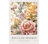 William Morris Wall Art Pink marigold Painting William Morris Floral Canvas Prints Exhibition Poster for Bathroom Wall Decor 16x24in Unframed