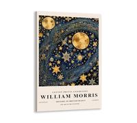 William Morris Wall Art Poster - Vintage Exhibition Print for Living Room Bedroom - Moon & Stars Art Canvas - Textiles Art - 8x12inch Framed
