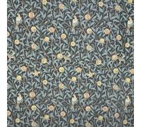 William Morris Water Repellant Outdoor Fabric Durable & UV Resistant 150cm Wide - COD049 - Birds & Pomegranate Anthracite - A5 Sample