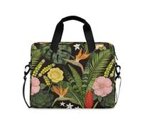 William Morris White Lily Peony Laptop Sleeve Case Polyester Computer Cases for Laptop crossbody messenger bag for Travel Business with Strap Handle, 13 14 15.6 inch