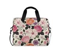 William Morris White Parrot Pomegranate Laptop Sleeve Case Portable Case for Laptop Crossbody Bags for Travel Business with Strap Handle, 13 14 15.6 inch