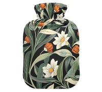William Morris Wild Floral Water Bottle for hot Water with Soft Cover, 1L hot Compress Bag for Arthritis, Tummy Warmer, Bolsa de agua Caliente para el Dolor