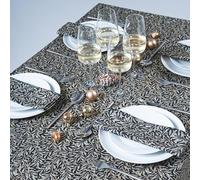 William Morris Willow Bough Ebony Black 100% Cotton Lightweight Round Tablecloth Fabric, 134 CM Diameter