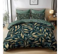 William Morris Willow Reversible Duvet Cover Set Dark Teal Duvet Set 230x220cm 3 PCS Print Bedding Set Soft Microfiber Easy Care Quilt Cover with 2 Pillow Cases