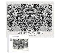 William Morris Windrush Black & White, 500 PCS Wooden Art Puzzle, Year-End Present; for Shared Table Time