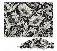 William Morris Windrush Black & White Jigsaw Puzzle for Adults, 1000 Pieces | Clear image details - steady puzzle progress over several sessions.