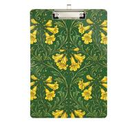 William Morris Yellow Elder Flowers Green clipboard Physical Therapy Standard Hole for 5th Grade Classroom Essentials for Teachers Size 9 x 12 Silver