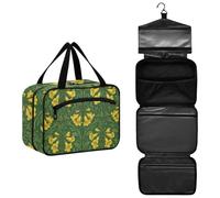 William Morris Yellow Elder Flowers Green Hanging Mens Toiletry Bags for Traveling with Hook for Gym