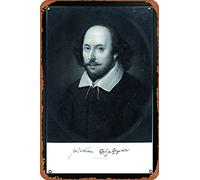 William Shakespeare Engraving Portrait Poster 1870 Famous Will Author Playwright Writer Photo Picture Black Art Metal Tin Signs Room Stuff Wall Decor Sign 8x12 Inch