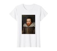 William Shakespeare Portrait Theater Writer Historical Value Graphic T-Shirt, Women, White, L