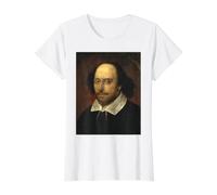 William Shakespeare Portrait Theater Writer Historical Value Graphic T-Shirt, Women, White, S