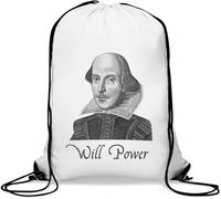 William Shakespeare Will Power Gym Sack Casual Drawstring Bag White