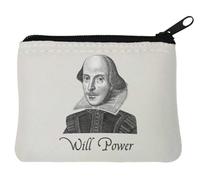 William Shakespeare Will Power Neoprene Coin Purse Pouch 10x11cm White