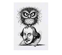 'William Shakespeare With Owl' Temporary Tattoo - Water Resistant, Skin-Safe, Non-Toxic Transfer (TO00081467)