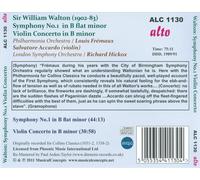 WILLIAM WALTON: SYMPHONY NO. 1; VIOLIN CONCERTO NEW CD