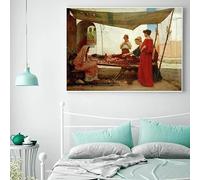 William Waterhouse《A Grecian Flower Market》Canvas Prints oil painting World Famous Artwork Poster Picture Home Decoration(50x70cm)