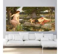 William Waterhouse Echo And Narcissus Prints on Canvas Oil Painting Artwork Poster Print Picture Wall Home Decoration 50x100cm Frameless