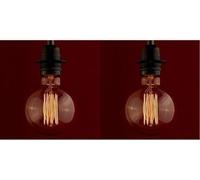 William & Watson Edison Vintage Large Globe Squirrel Cage Dimmable Light Bulb, 40W Amber Old Fashioned Retro E27 Screw Fitting Lamp (Globe Large (G95)) (Pack of 2)