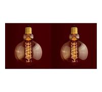 William & Watson Globe Edison Large Light Bulb Industrial 95mm Round Shape with Spiral Filament. 40W E27 ES Screw Fitting with Amber Glass (Large (95mm Width)) (Pack of 2)