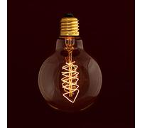 William & Watson Globe Edison Light Bulb Spiral Filament Industrial Round Shape Amber Glass (Medium (80mm Width))