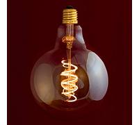 William & Watson LED Bulb E27 Dimmable Edison Screw Filament Retro Light Bulb with XL Extra Large G125 Globe 125mm Amber Glass, Warm White 6W (Equivalent to 50W) [Energy Class A]