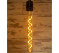 William & Watson LED E27 Edison Screw Linear and Spiral Filament 30cm Long Tube Light Bulb with Amber Glass, 4W (Equivalent to 40W) (Spiral)